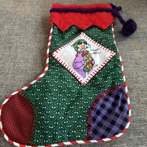 Christmas Patchwork Stocking Iconic Maxine says "Stuff This"  14" VTG Hallmark